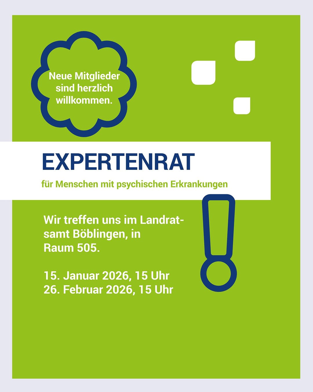 Gemeinsam für psychische Gesundheit im Landkreis Böblingen!
Der Expertenrat für&hellip;